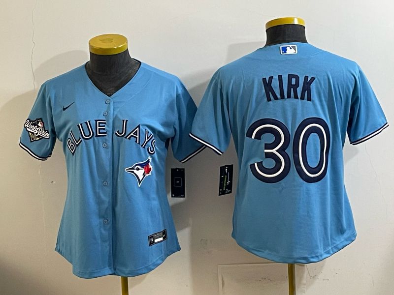 Women 2025 Nike Toronto Blue Jays #30 Kirk Light Blue Game MLB Jersey 03->women mlb jersey->Women Jersey
